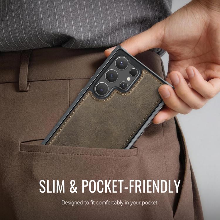 For Samsung Galaxy S23 Ultra 5G CaseMe C69 Series Magnetic Vegan Leather Back Phone Case