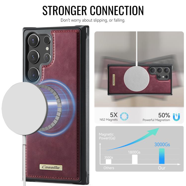 For Samsung Galaxy S23 Ultra 5G CaseMe C69 Series Magnetic Vegan Leather Back Phone Case