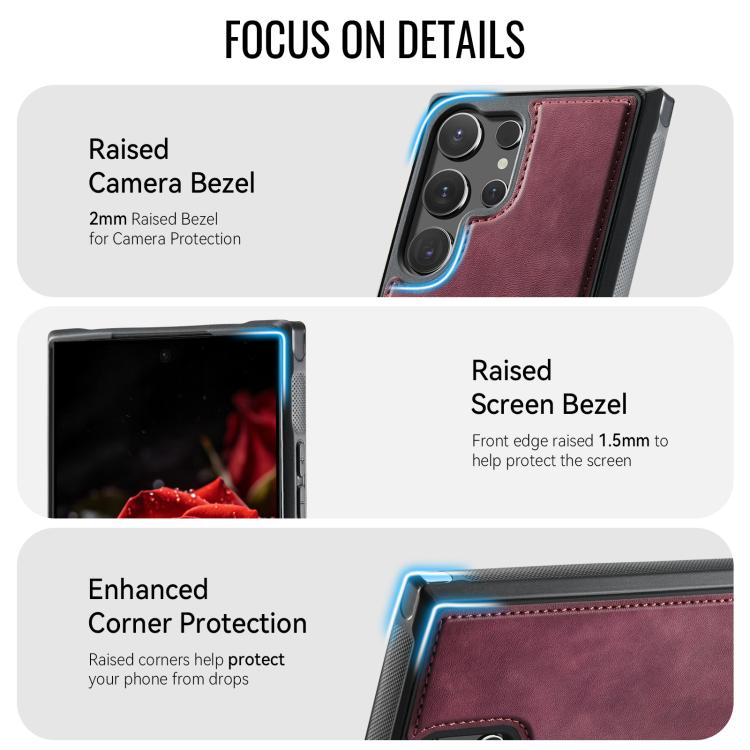 For Samsung Galaxy S23 Ultra 5G CaseMe C69 Series Magnetic Vegan Leather Back Phone Case