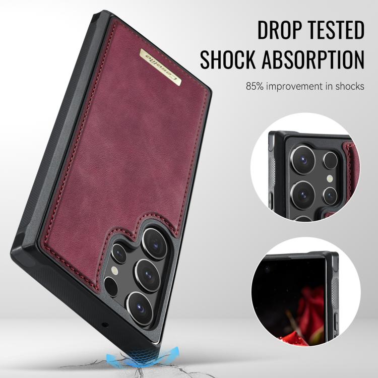 For Samsung Galaxy S23 Ultra 5G CaseMe C69 Series Magnetic Vegan Leather Back Phone Case