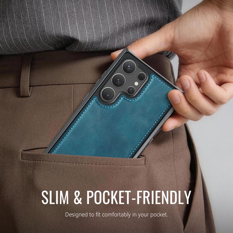 For Samsung Galaxy S23 Ultra 5G CaseMe C69 Series Magnetic Vegan Leather Back Phone Case