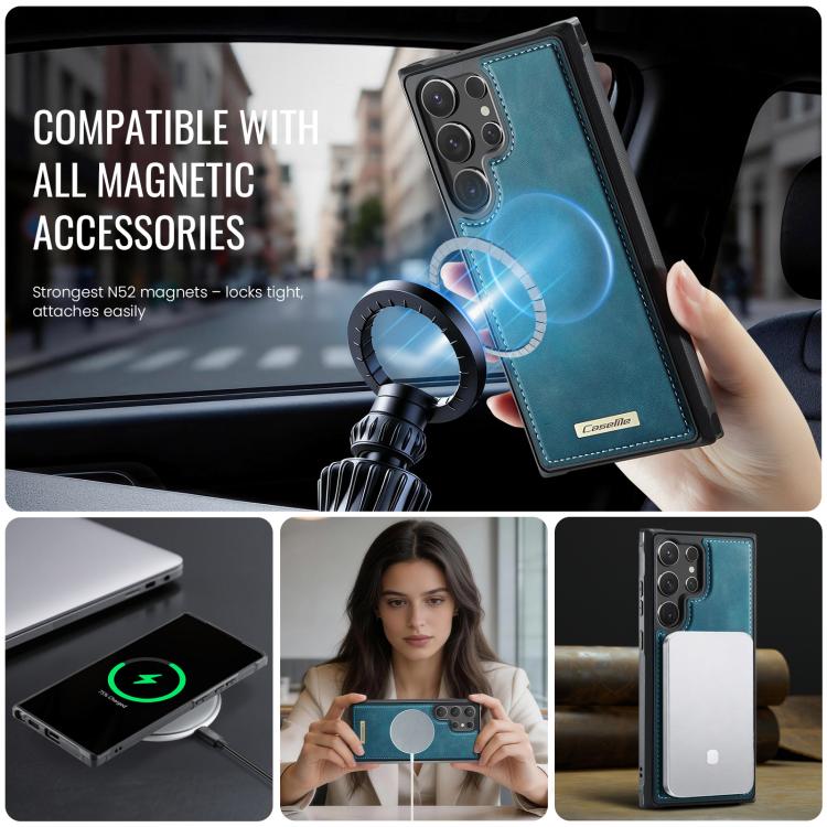 For Samsung Galaxy S23 Ultra 5G CaseMe C69 Series Magnetic Vegan Leather Back Phone Case