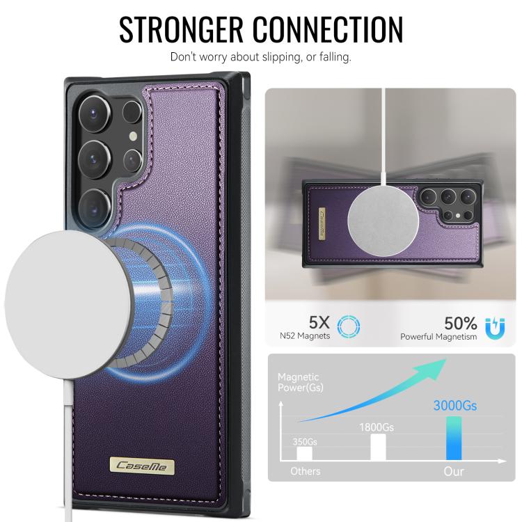 For Samsung Galaxy S23 Ultra 5G CaseMe C69 Series Magnetic Vegan Leather Back Phone Case
