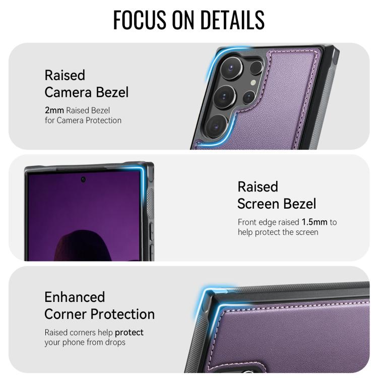 For Samsung Galaxy S23 Ultra 5G CaseMe C69 Series Magnetic Vegan Leather Back Phone Case