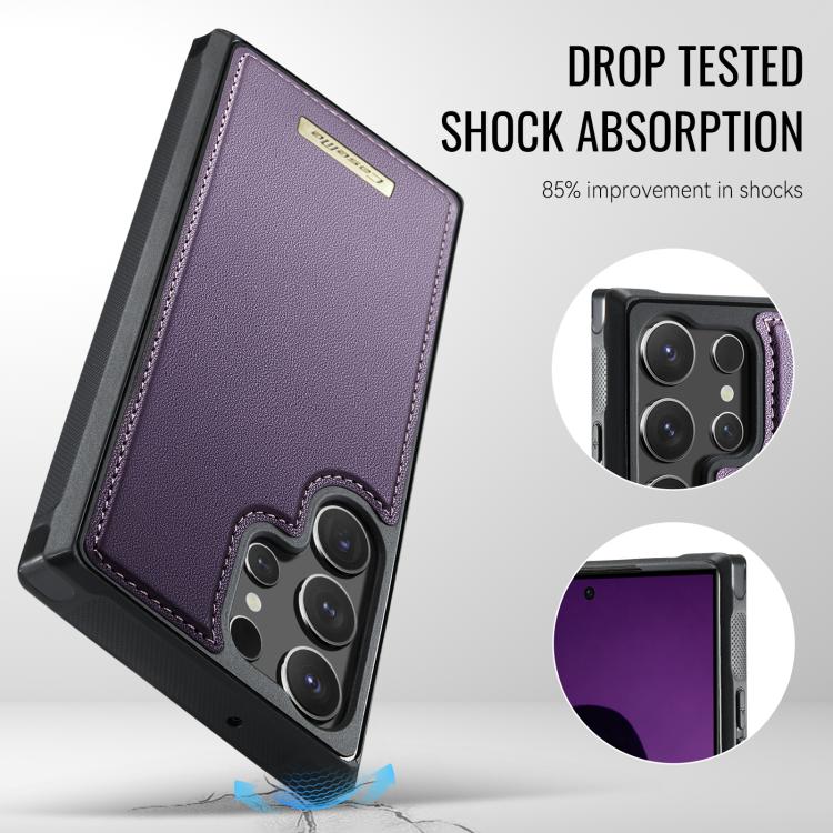 For Samsung Galaxy S23 Ultra 5G CaseMe C69 Series Magnetic Vegan Leather Back Phone Case