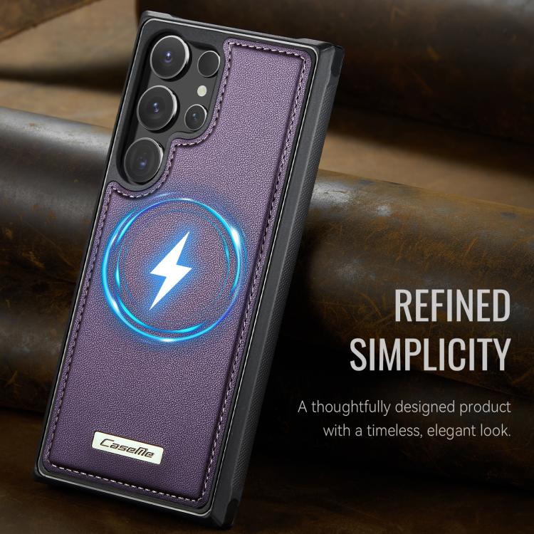 For Samsung Galaxy S23 Ultra 5G CaseMe C69 Series Magnetic Vegan Leather Back Phone Case