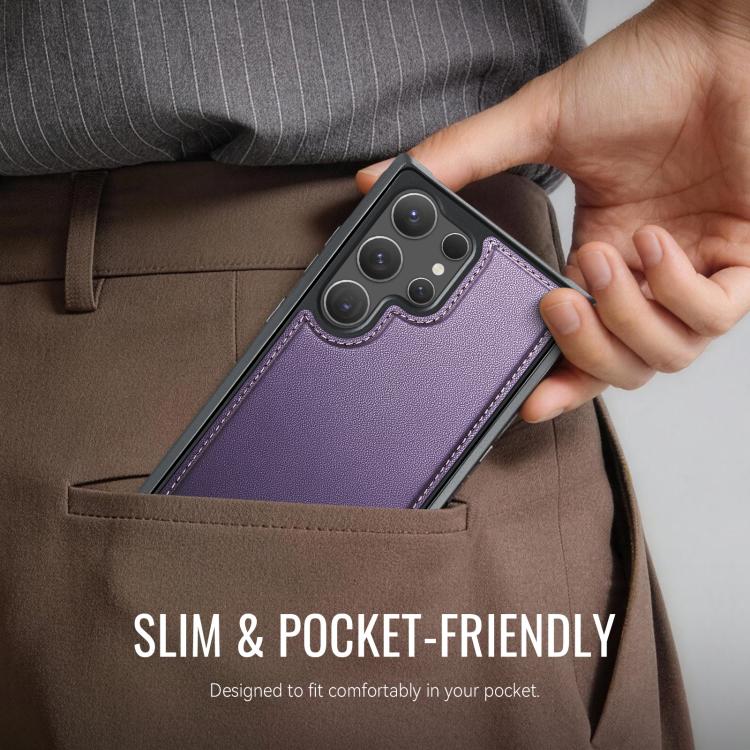 For Samsung Galaxy S23 Ultra 5G CaseMe C69 Series Magnetic Vegan Leather Back Phone Case