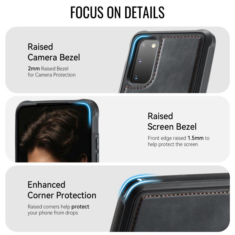 For Samsung Galaxy S20 CaseMe C69 Series Magnetic Vegan Leather Back Phone Case
