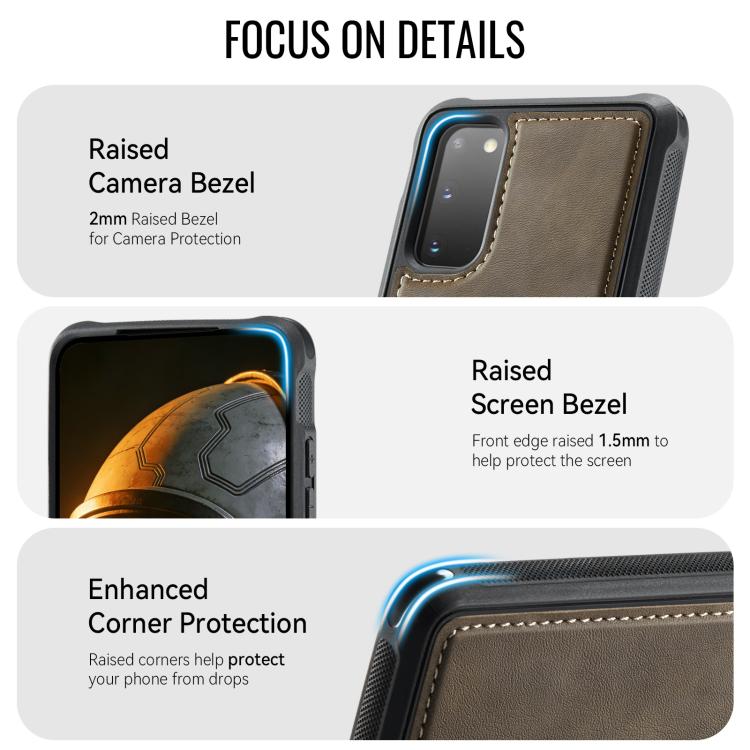 For Samsung Galaxy S20 CaseMe C69 Series Magnetic Vegan Leather Back Phone Case
