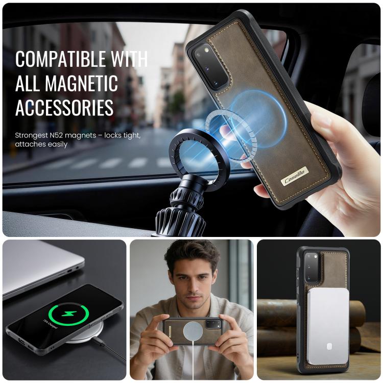 For Samsung Galaxy S20 CaseMe C69 Series Magnetic Vegan Leather Back Phone Case