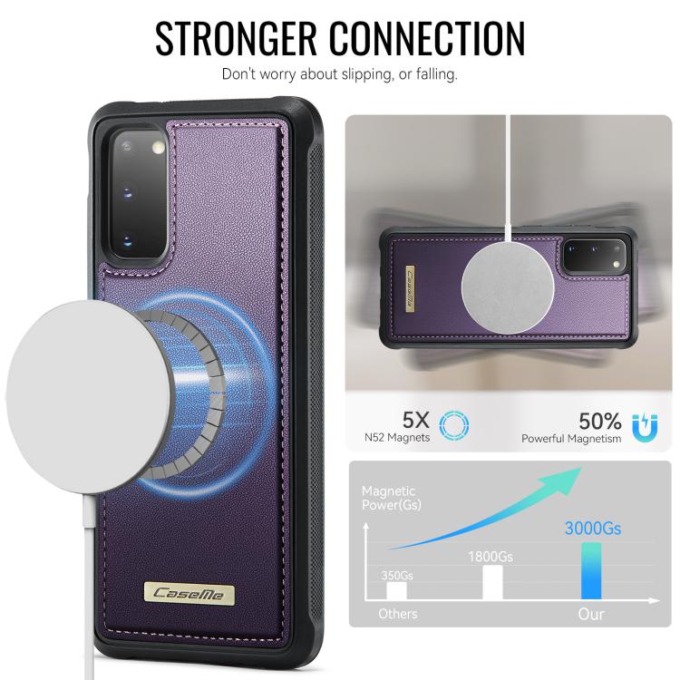 For Samsung Galaxy S20 CaseMe C69 Series Magnetic Vegan Leather Back Phone Case