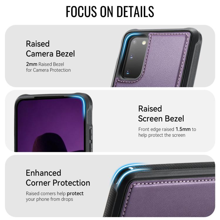 For Samsung Galaxy S20 CaseMe C69 Series Magnetic Vegan Leather Back Phone Case