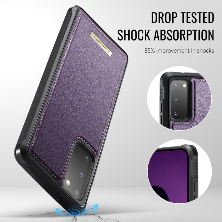 For Samsung Galaxy S20 CaseMe C69 Series Magnetic Vegan Leather Back Phone Case
