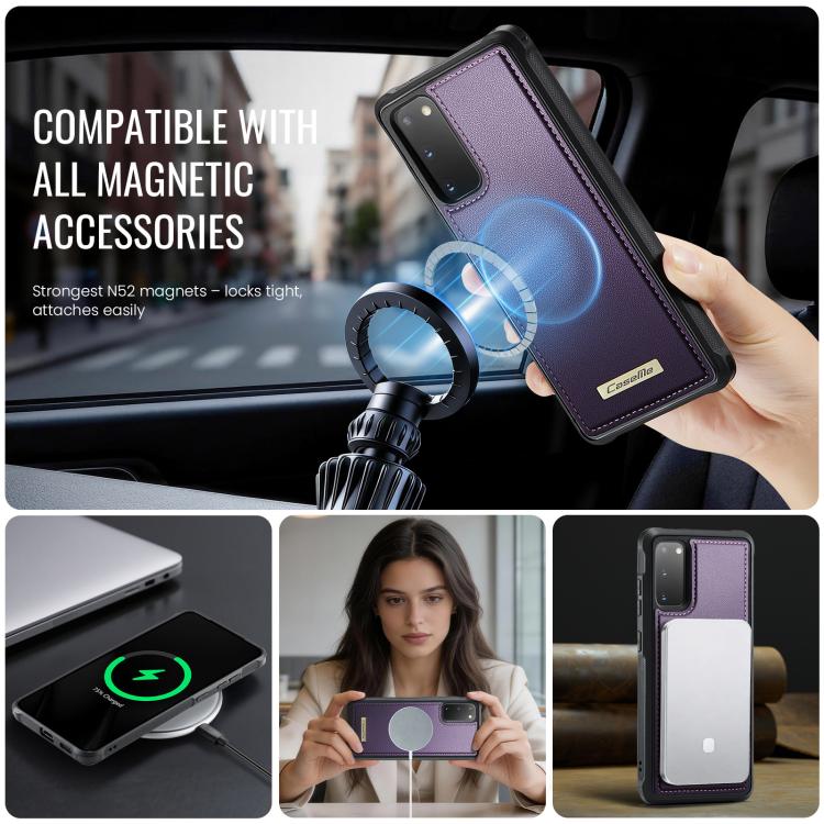For Samsung Galaxy S20 CaseMe C69 Series Magnetic Vegan Leather Back Phone Case