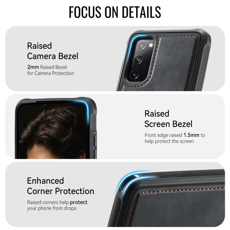For Samsung Galaxy S20 FE CaseMe C69 Series Magnetic Vegan Leather Back Phone Case