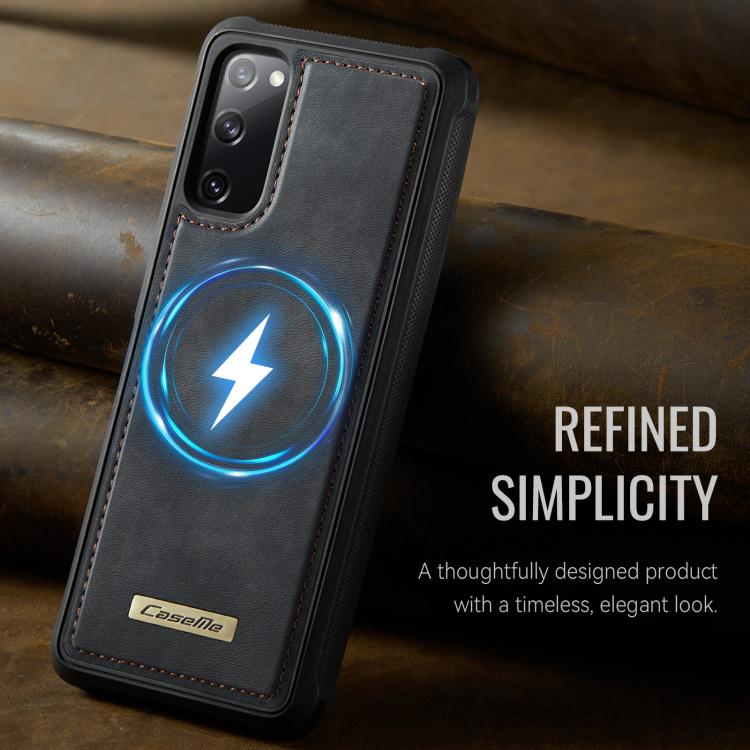 For Samsung Galaxy S20 FE CaseMe C69 Series Magnetic Vegan Leather Back Phone Case