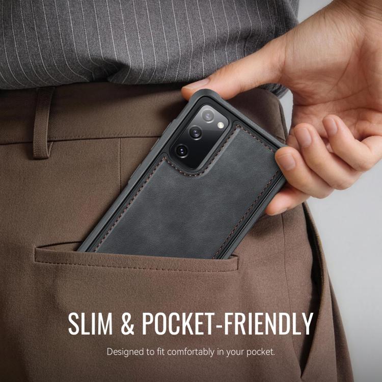 For Samsung Galaxy S20 FE CaseMe C69 Series Magnetic Vegan Leather Back Phone Case