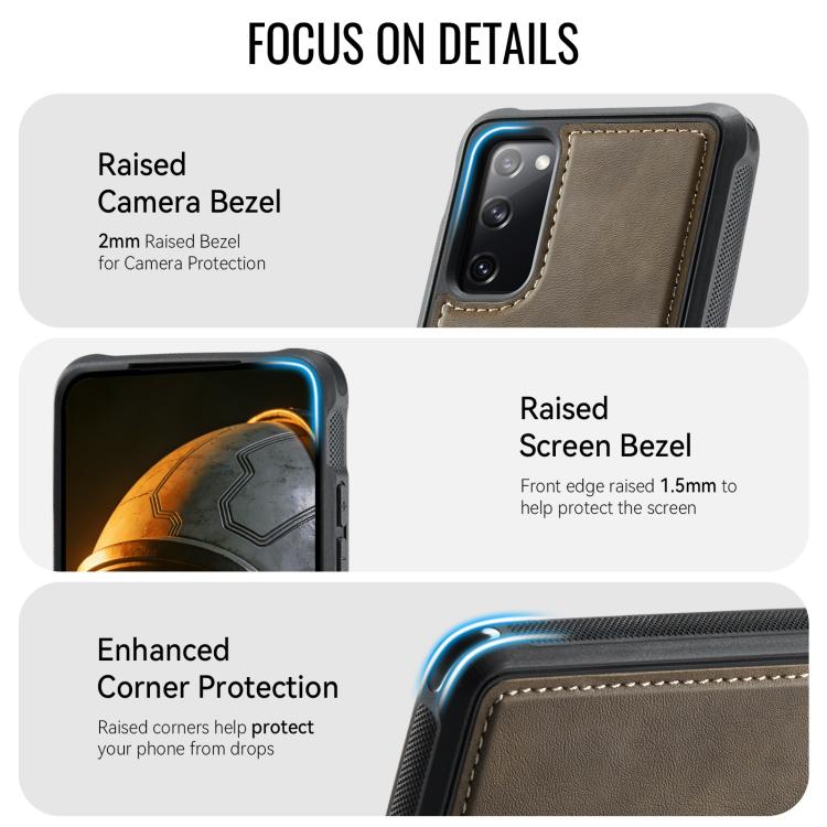 For Samsung Galaxy S20 FE CaseMe C69 Series Magnetic Vegan Leather Back Phone Case