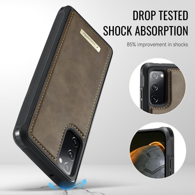 For Samsung Galaxy S20 FE CaseMe C69 Series Magnetic Vegan Leather Back Phone Case