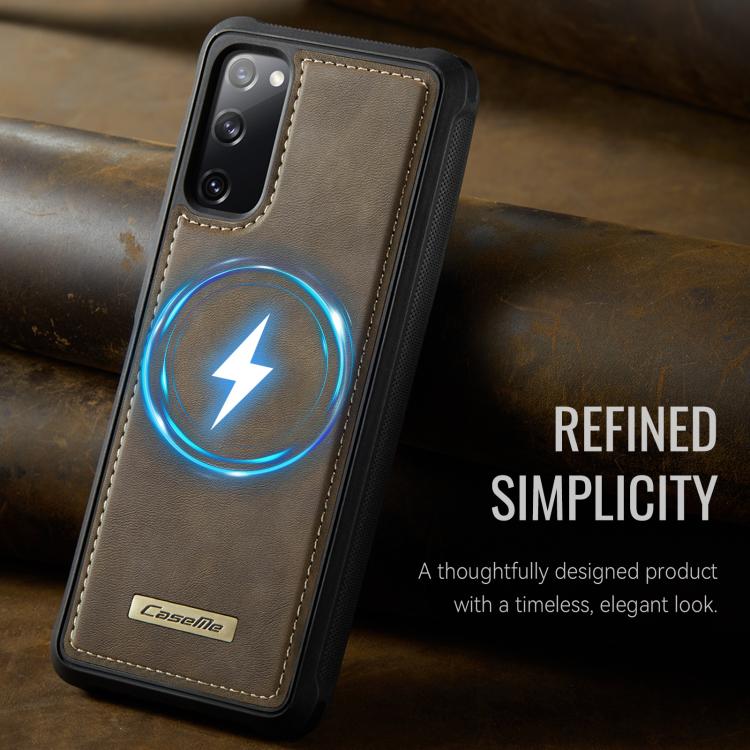 For Samsung Galaxy S20 FE CaseMe C69 Series Magnetic Vegan Leather Back Phone Case