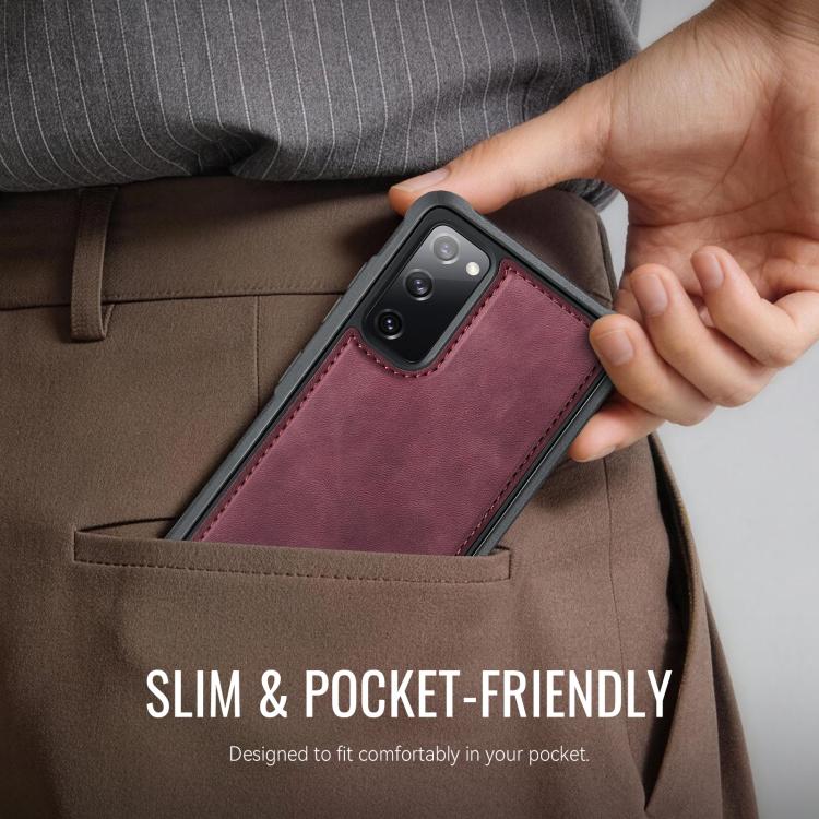 For Samsung Galaxy S20 FE CaseMe C69 Series Magnetic Vegan Leather Back Phone Case