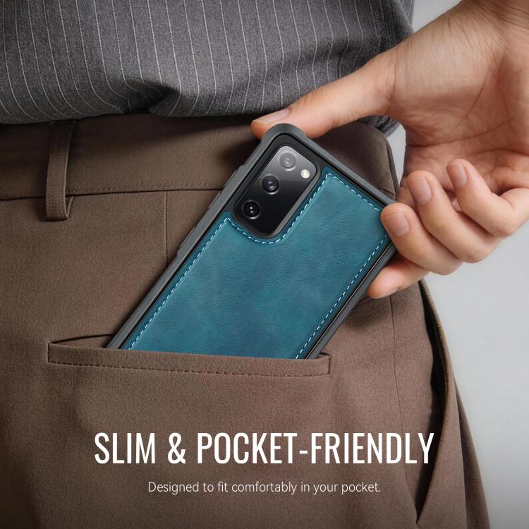 For Samsung Galaxy S20 FE CaseMe C69 Series Magnetic Vegan Leather Back Phone Case