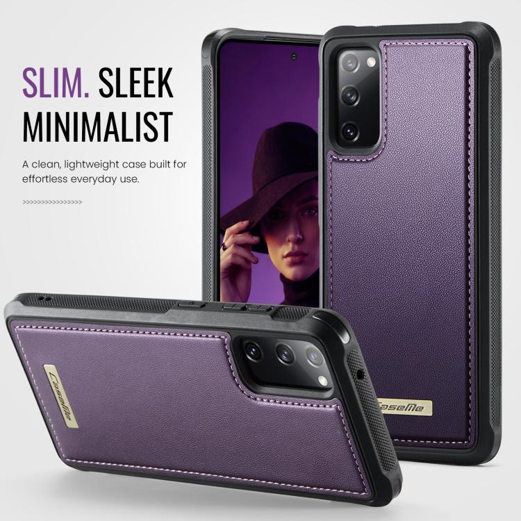 For Samsung Galaxy S20 FE CaseMe C69 Series Magnetic Vegan Leather Back Phone Case
