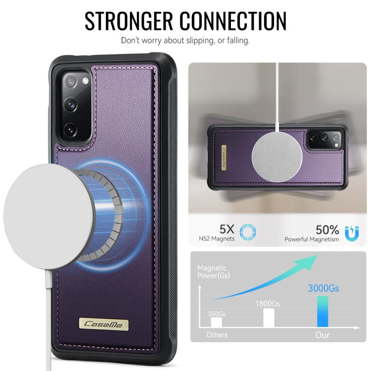 For Samsung Galaxy S20 FE CaseMe C69 Series Magnetic Vegan Leather Back Phone Case