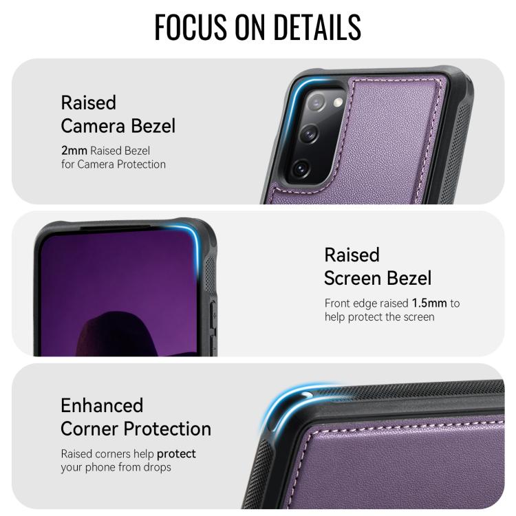 For Samsung Galaxy S20 FE CaseMe C69 Series Magnetic Vegan Leather Back Phone Case