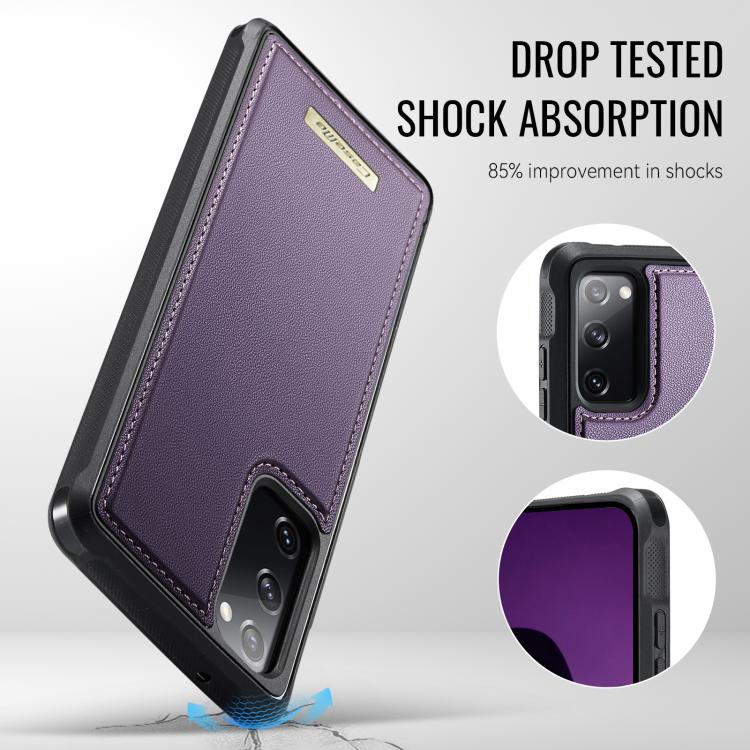 For Samsung Galaxy S20 FE CaseMe C69 Series Magnetic Vegan Leather Back Phone Case