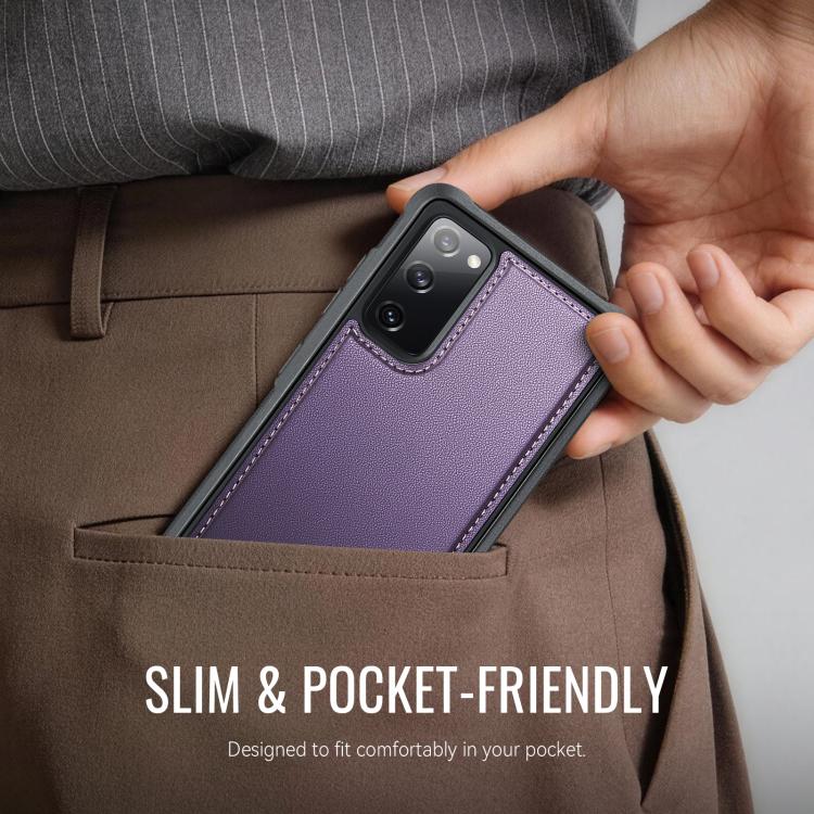 For Samsung Galaxy S20 FE CaseMe C69 Series Magnetic Vegan Leather Back Phone Case