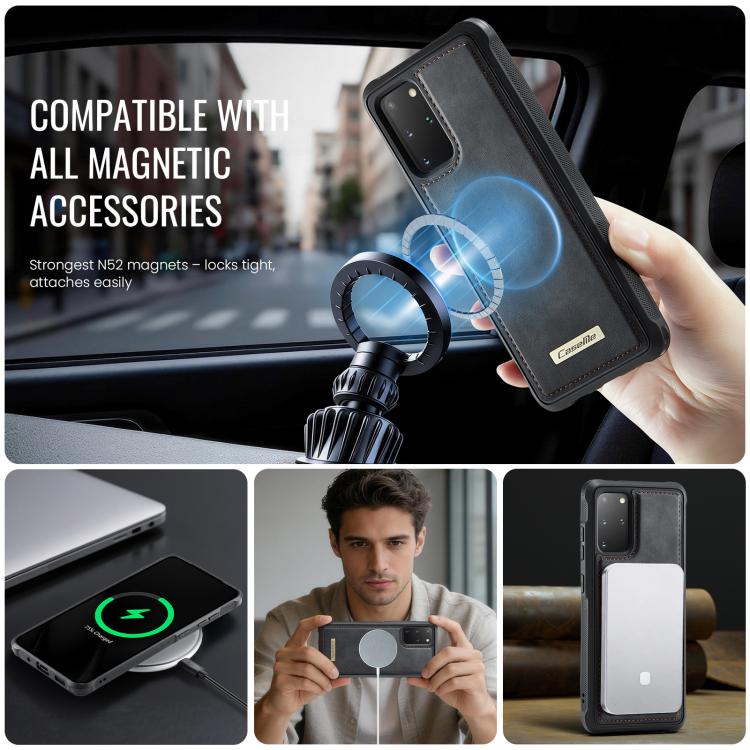 For Samsung Galaxy S20+ CaseMe C69 Series Magnetic Vegan Leather Back Phone Case