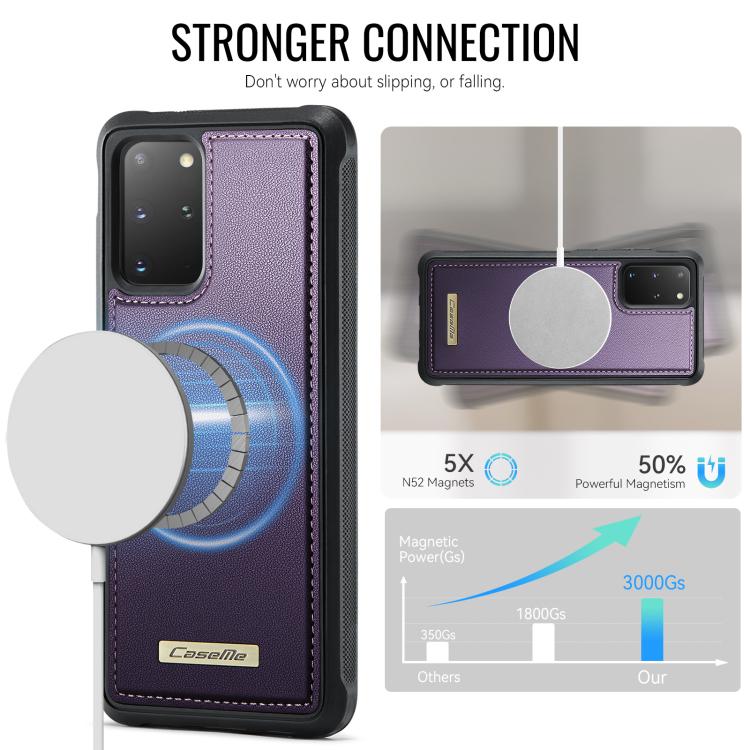 For Samsung Galaxy S20+ CaseMe C69 Series Magnetic Vegan Leather Back Phone Case