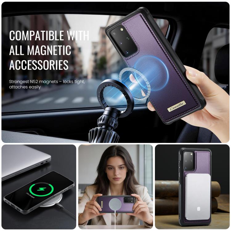 For Samsung Galaxy S20+ CaseMe C69 Series Magnetic Vegan Leather Back Phone Case