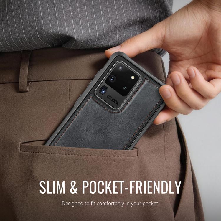 For Samsung Galaxy S20 Ultra CaseMe C69 Series Magnetic Vegan Leather Back Phone Case
