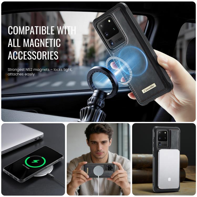 For Samsung Galaxy S20 Ultra CaseMe C69 Series Magnetic Vegan Leather Back Phone Case