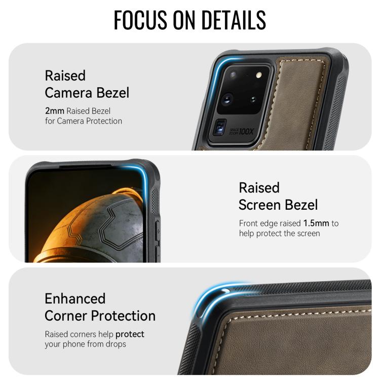 For Samsung Galaxy S20 Ultra CaseMe C69 Series Magnetic Vegan Leather Back Phone Case