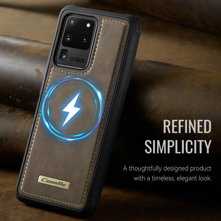 For Samsung Galaxy S20 Ultra CaseMe C69 Series Magnetic Vegan Leather Back Phone Case