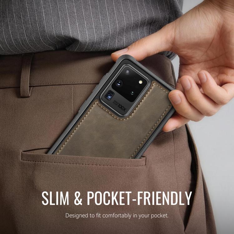 For Samsung Galaxy S20 Ultra CaseMe C69 Series Magnetic Vegan Leather Back Phone Case