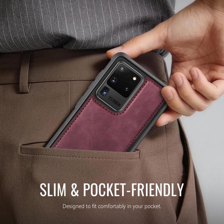 For Samsung Galaxy S20 Ultra CaseMe C69 Series Magnetic Vegan Leather Back Phone Case