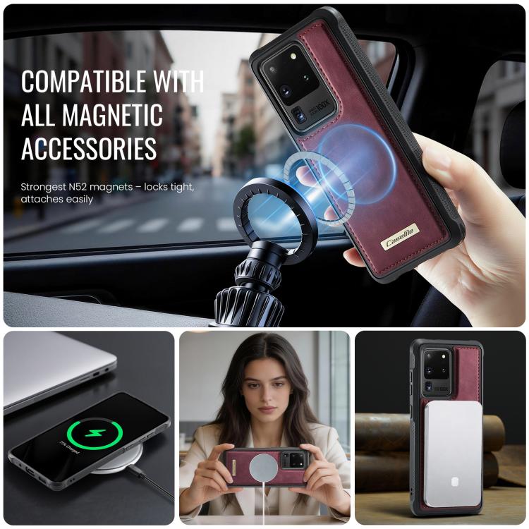 For Samsung Galaxy S20 Ultra CaseMe C69 Series Magnetic Vegan Leather Back Phone Case