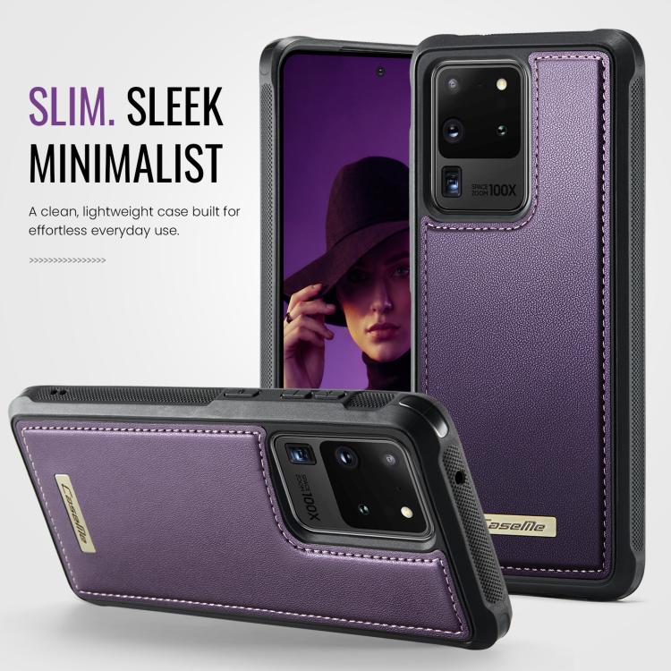For Samsung Galaxy S20 Ultra CaseMe C69 Series Magnetic Vegan Leather Back Phone Case