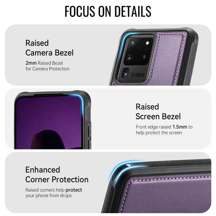For Samsung Galaxy S20 Ultra CaseMe C69 Series Magnetic Vegan Leather Back Phone Case