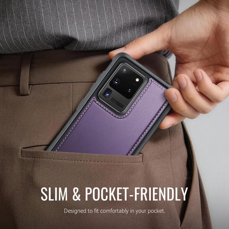 For Samsung Galaxy S20 Ultra CaseMe C69 Series Magnetic Vegan Leather Back Phone Case