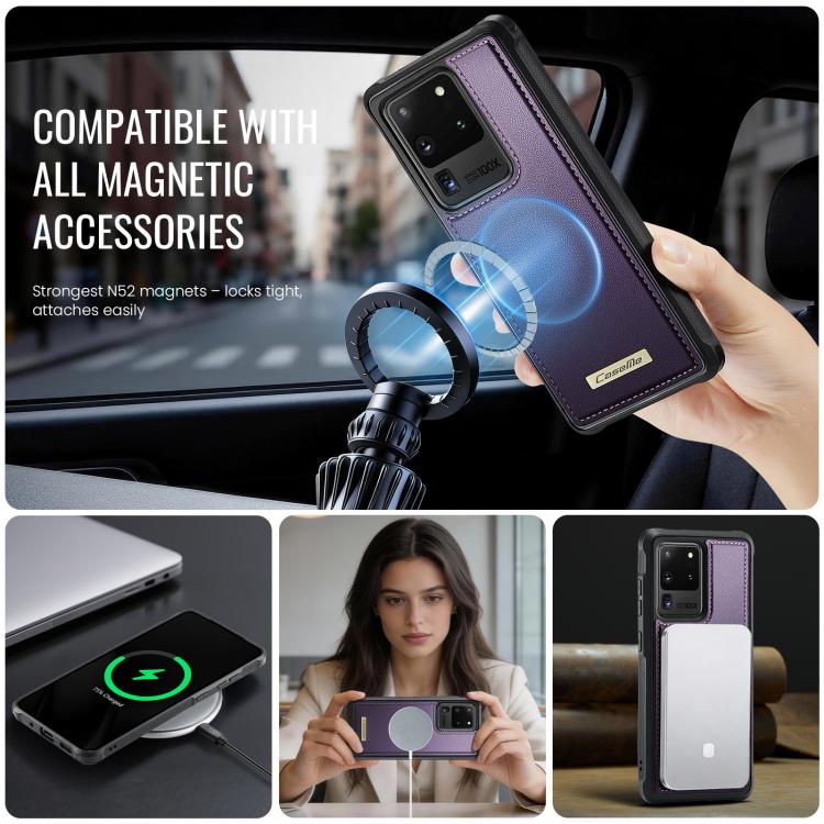 For Samsung Galaxy S20 Ultra CaseMe C69 Series Magnetic Vegan Leather Back Phone Case