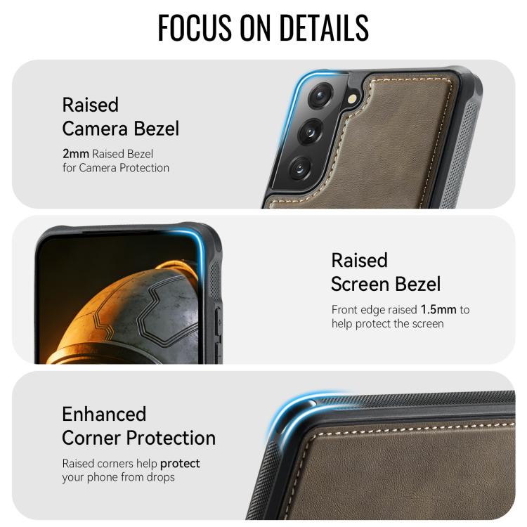For Samsung Galaxy S21 5G CaseMe C69 Series Magnetic Vegan Leather Back Phone Case