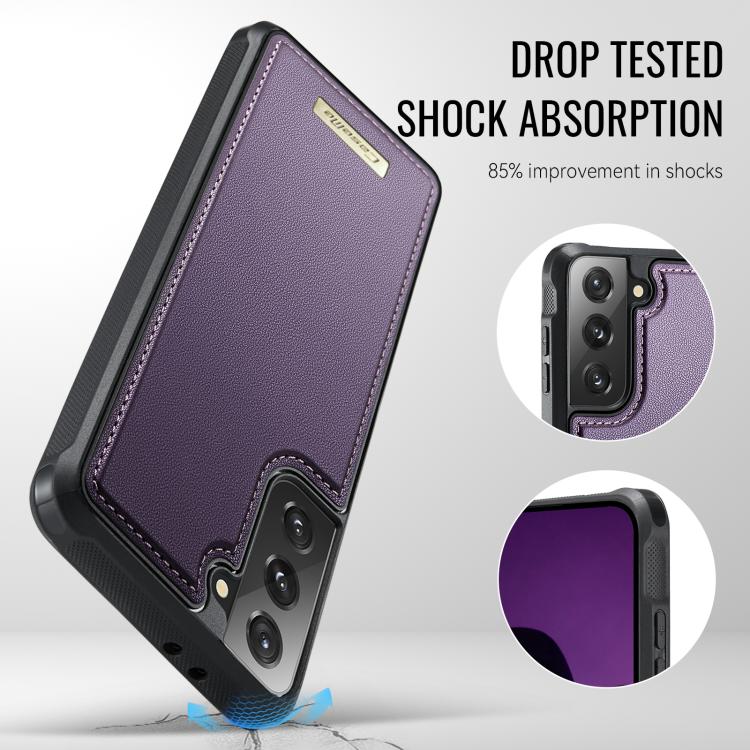 For Samsung Galaxy S21 5G CaseMe C69 Series Magnetic Vegan Leather Back Phone Case