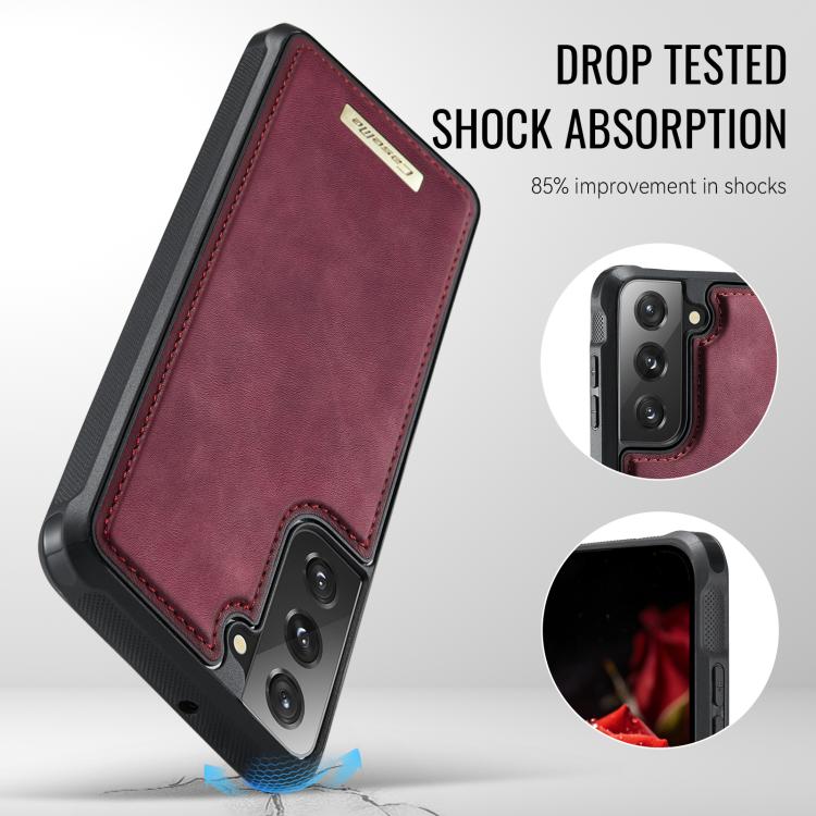 For Samsung Galaxy S21 FE 5G CaseMe C69 Series Magnetic Vegan Leather Back Phone Case