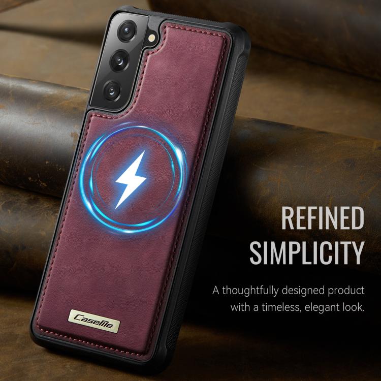 For Samsung Galaxy S21 FE 5G CaseMe C69 Series Magnetic Vegan Leather Back Phone Case