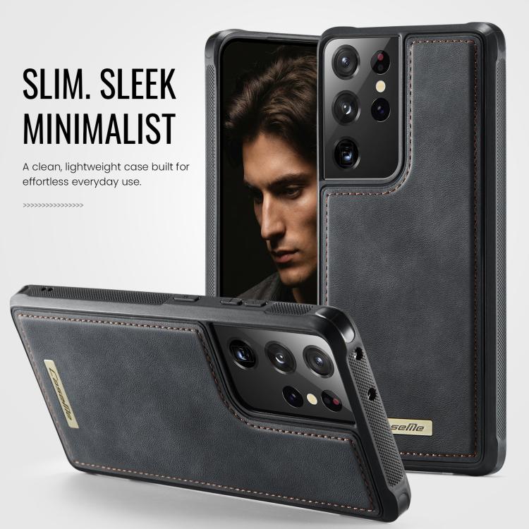 For Samsung Galaxy S21 Ultra 5G CaseMe C69 Series Magnetic Vegan Leather Back Phone Case